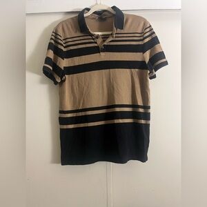 Express Black and Tan Striped Polo Shirt